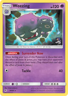 Weezing card (Hidden Fates 29) with James in the artwork