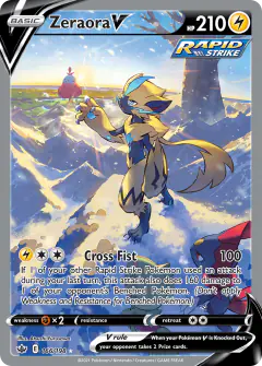 Zeraora V card (Chilling Reign 166) with Weavile in the artwork