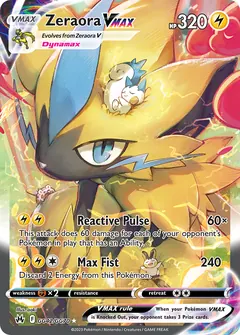 Zeraora VMAX card (Crown Zenith Galarian Gallery GG42) with Togedemaru in the artwork